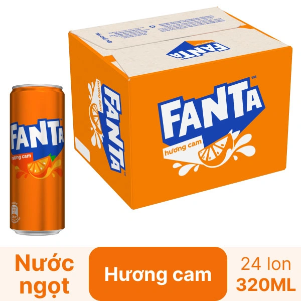 Thùng 24 lon nước ngọt Fanta cam 320ml