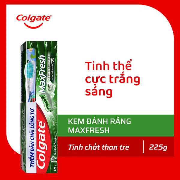 Bộ kem và bàn chải Colgate MaxFresh than tre 225g