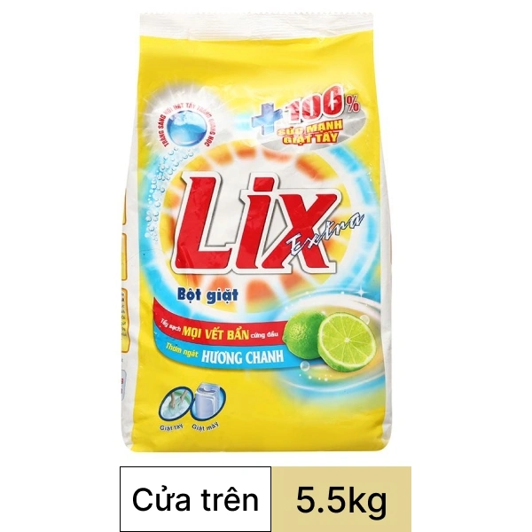 Bột giặt Lix Extra hương chanh 5.5kg