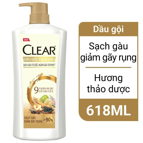 Dầu gội sạch gàu Clear 9 thảo dược cổ truyền 618ml