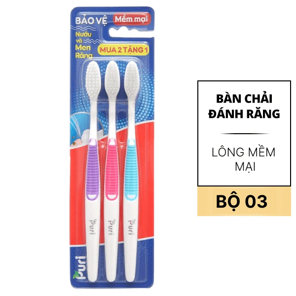 3 bàn chải Puri lông mềm
