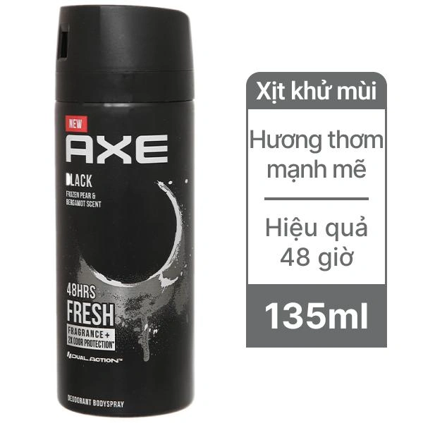Xịt khử mùi toàn thân cho nam AXE Black hương cam bergamot và lê tuyết chai 135ml
