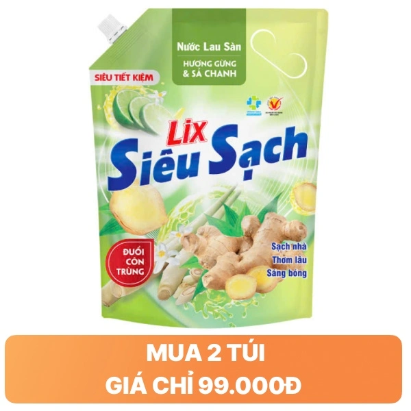 Nước lau sàn Lix gừng & sả chanh 3.2 lít
