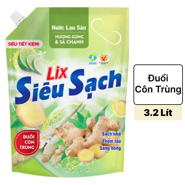 Nước lau sàn Lix gừng & sả chanh 3.2 lít
