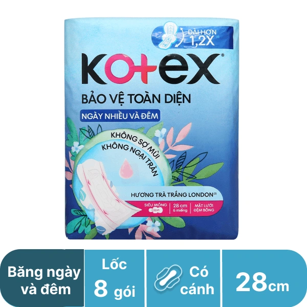 8 gói băng vệ sinh ngày nhiều & đêm Kotex siêu mỏng