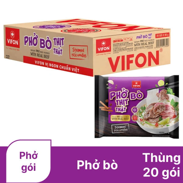 [Có thịt thật] Thùng 20 gói phở bò Vifon 90g