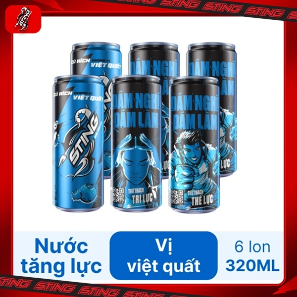 6 lon nước tăng lực Sting việt quất 320ml