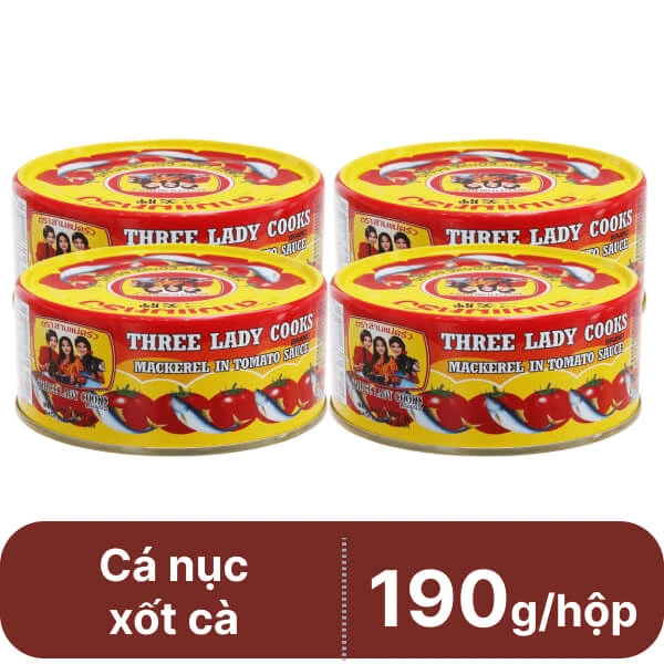 4 hộp cá nục xốt cà 3 Cô Gái 190g