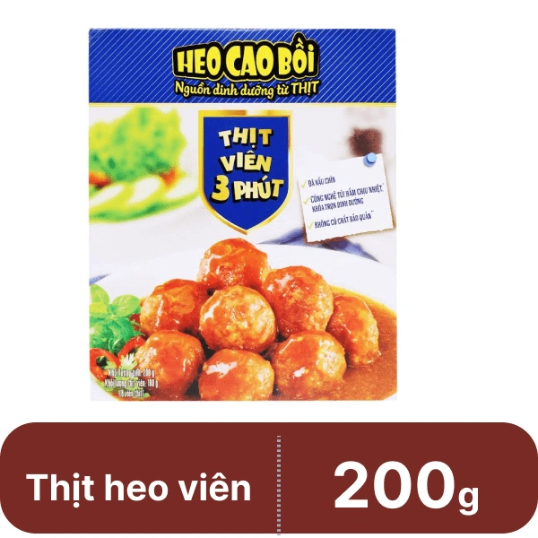 Thịt heo viên 3 phút Heo Cao Bồi Masan hộp 200g