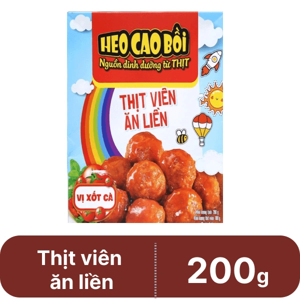 Thịt heo viên Heo Cao Bồi ăn liền vị xốt cà Masan hộp 200g