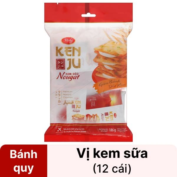 Bánh quy kem dẻo Richy Kenju Nougat kem sữa 186g