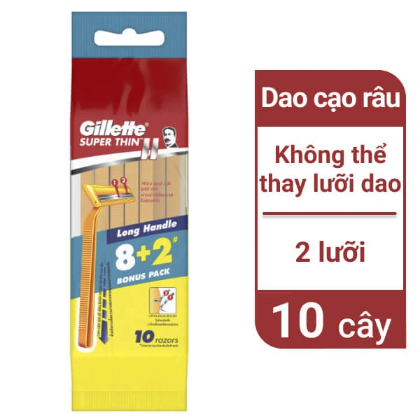 10 cây dao cạo Gillette Super Thin 2 lưỡi