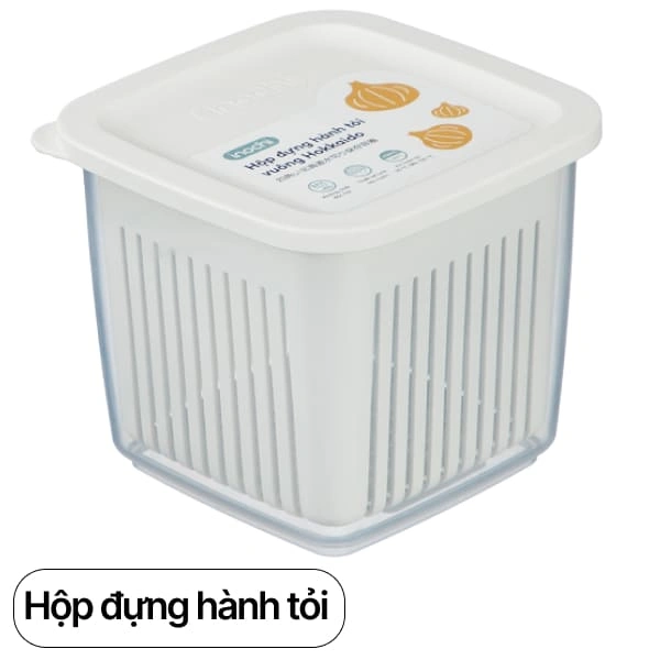 Hộp dựng hành tỏi Hokkaido vuông Inochi (giao màu ngẫu nhiên)