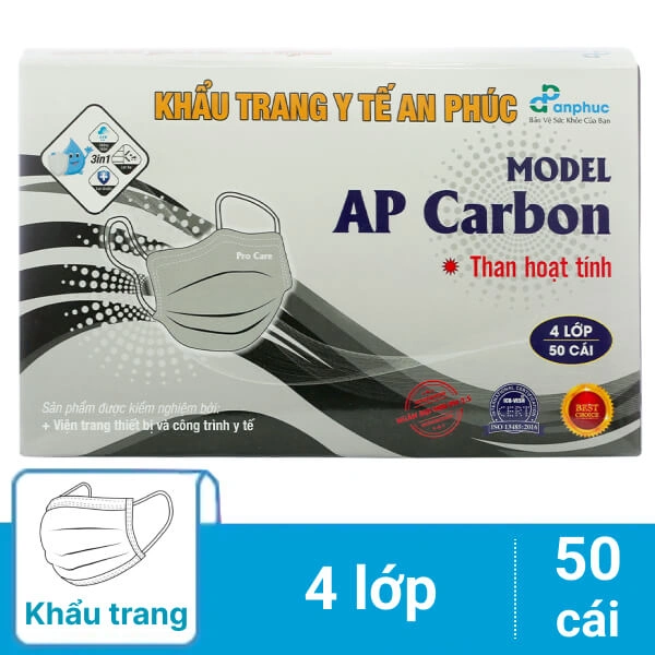 50 cái khẩu trang y tế than hoạt tính An Phúc 4 lớp