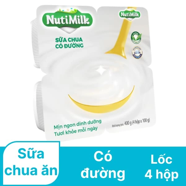 Lốc 4 hộp sữa chua Nutimilk có đường 100g