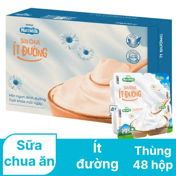 Thùng 48 hộp sữa chua ăn ít đường Nutimilk 100g