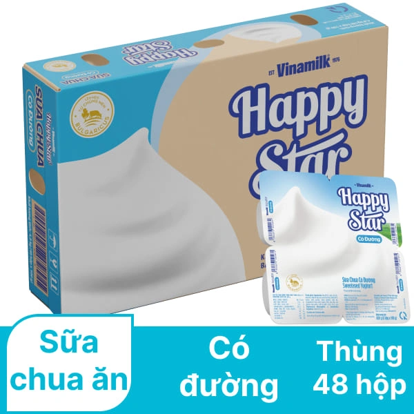 Thùng 48 hộp sữa chua có đường Vinamilk Happy Star 100g