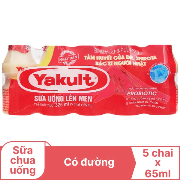 Lốc 5 chai sữa chua có đường Yakult 65ml