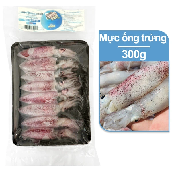 Mực ống trứng nguyên con đông lạnh Ào Ào gói 300g