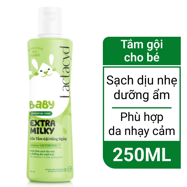 Tắm gội Lactacyd Baby Extra Milk 250ml