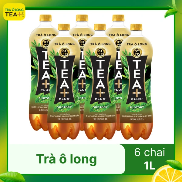6 chai trà ô long Tea Plus 1 lít