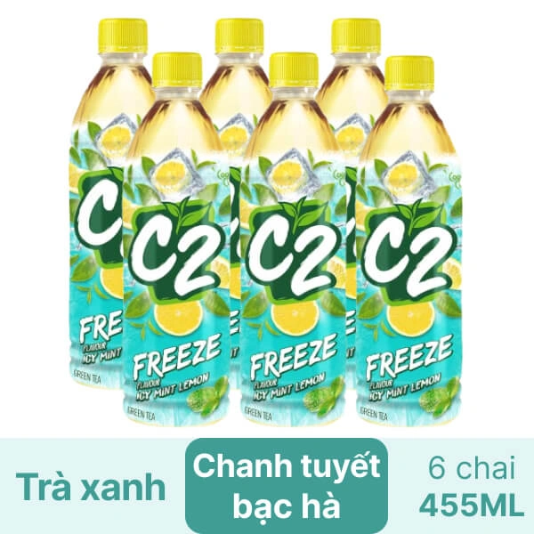 6 chai trà xanh chanh tuyết bạc hà C2 Freeze 455ml