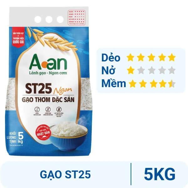 Gạo thơm A An ST25+ túi 5kg
