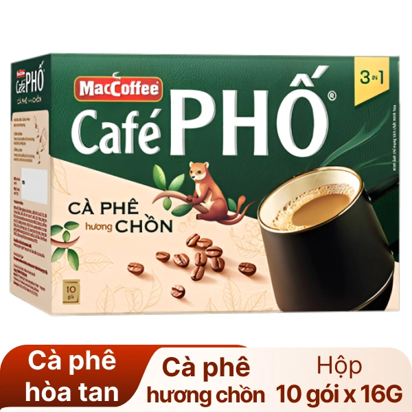Cà phê MacCoffee Café Phố 3 in 1 hương chồn 160g