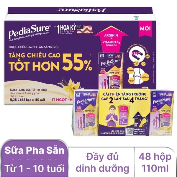 Thùng 48 hộp sữa pha sẵn PediaSure vani 110ml