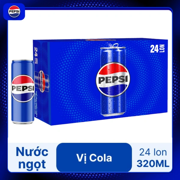 Thùng 24 lon nước ngọt Pepsi Cola 320ml