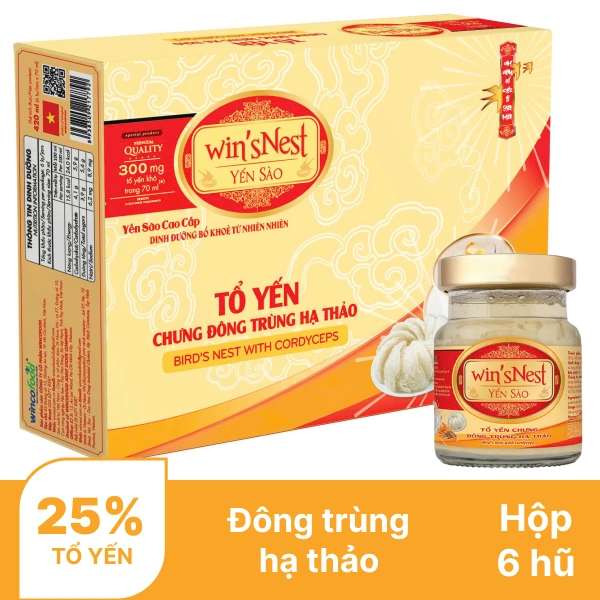 Hộp 6 hũ tổ yến đông trùng hạ thảo Win'snest 70ml