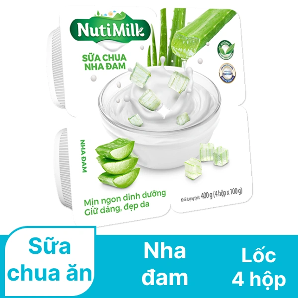 Lốc 4 hộp sữa chua Nutimilk nha đam 100g