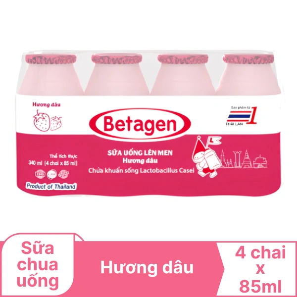 Lốc 4 chai sữa chua hương dâu Betagen 85ml