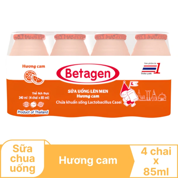 Lốc 4 chai sữa chua hương cam Betagen 85ml