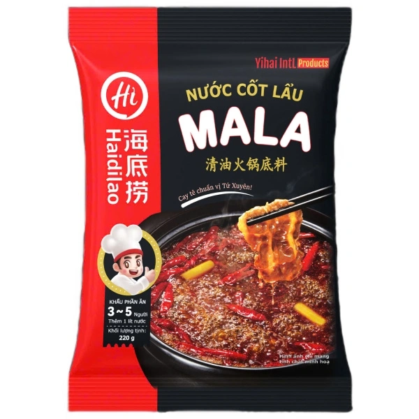 Nước cốt lẩu dầu cay Mala Haidilao gói 220g