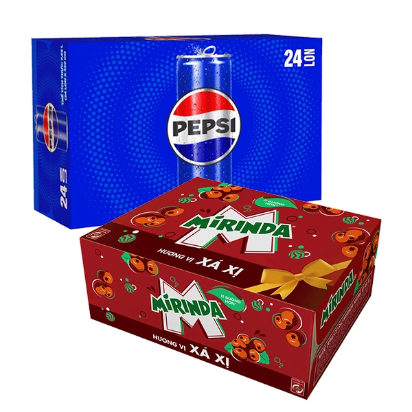 Combo 2 thùng nước ngọt Pepsi và Mirinda xá xị 320ml