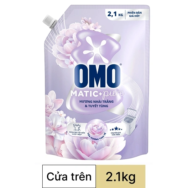 Nước giặt OMO cửa trên hương Nhài trắng và Tuyết tùng túi 2.1kg