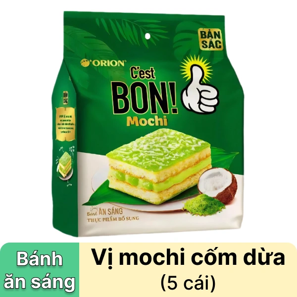 Bánh ăn sáng mochi cốm dừa Orion C'est Bon gói 137.5g (5 cái)