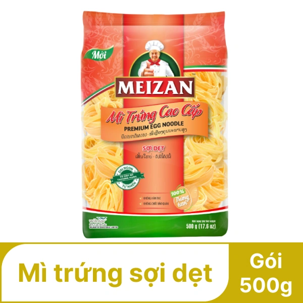 Mì trứng cao cấp sợi dẹt Meizan gói 500g