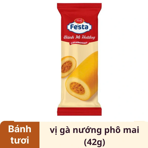 Bánh mì hotdog gà nướng phô mai Fe'sta Richy gói 42g