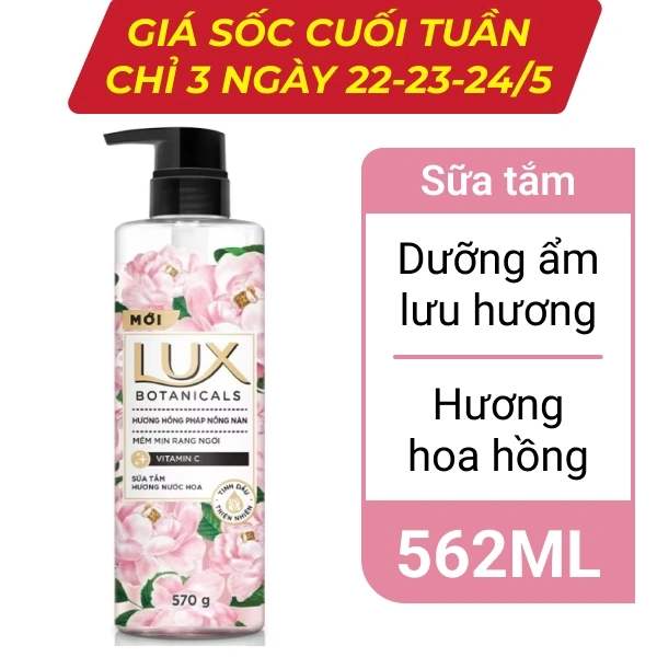 Sữa tắm Lux Botanicals hoa hồng Pháp 562ml