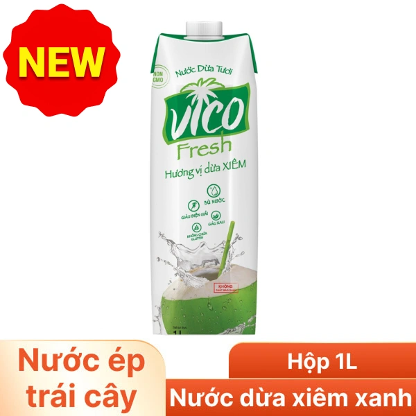 Nước dừa xiêm xanh Vico Fresh Hộp 1 lít