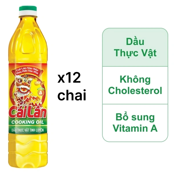 Thùng 12 chai Dầu thực vật tinh luyện Cái Lân 1 lít