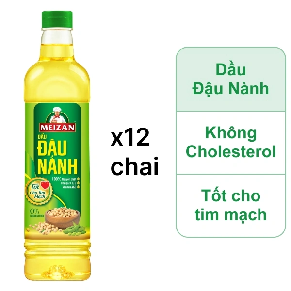 12 chai dầu đậu nành Meizan 1 lít