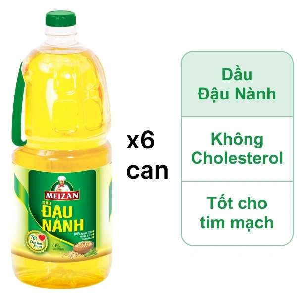 6 can dầu đậu nành Meizan 2 lít