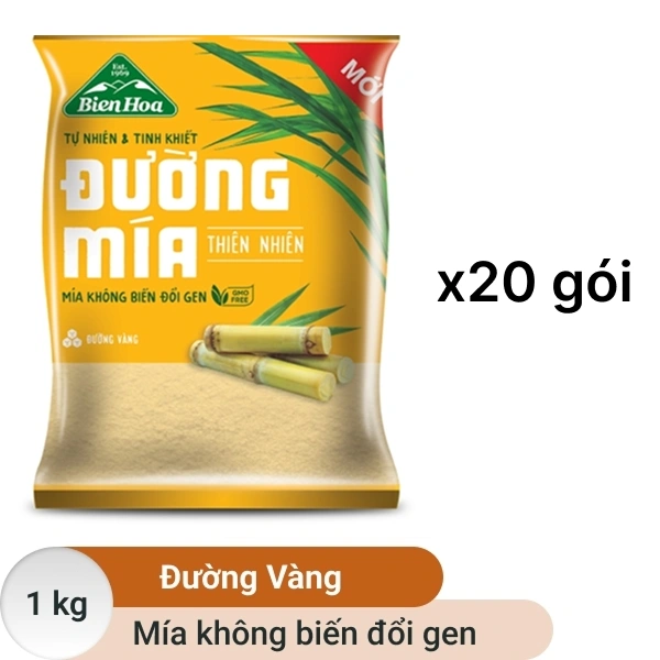 Thùng 20 gói đường mía thiên nhiên Biên Hòa