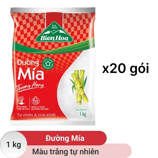 Thùng 20 gói đường mía thượng hạng Biên Hòa