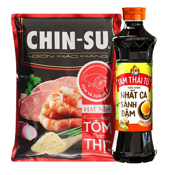 Hạt nêm Chinsu 900g & Nước tương Tam Thái Tử 500ml