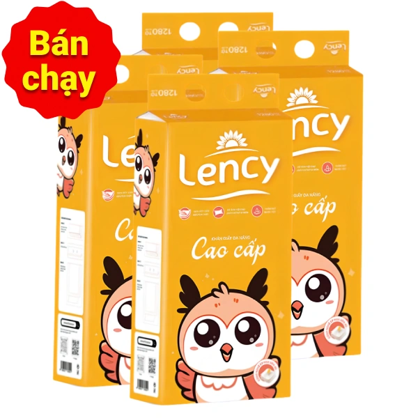 4 gói giấy rút đa năng Lency cao cấp 4 lớp 1280 tờ