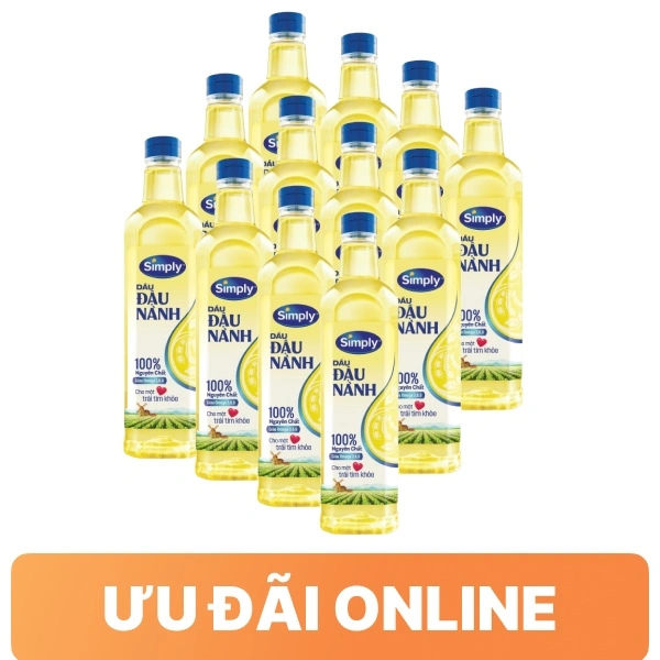 12 chai dầu đậu nành nguyên chất Simply 1 lít